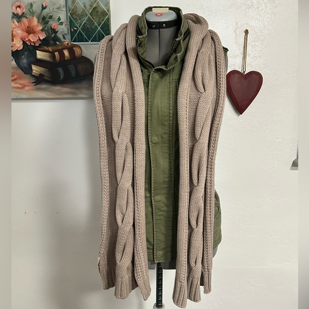 Tori Burch Marino wool Chunky Knit Scarf beautiful neutral camel tan, so soft!🤗 - Picture 5 of 7